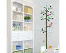 Growth Chart Tree  for Kids Height Ruler with Birdcage and Birds Wall Decal Sticker